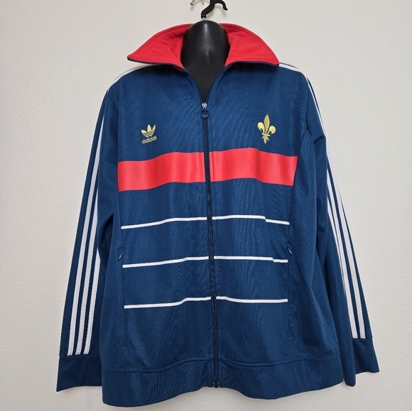 Adidas France Track Jacket Mega RARE Fleurs-de-lis Gold Trefoil 2013 Mens 2XL - Picture 2 of 16
